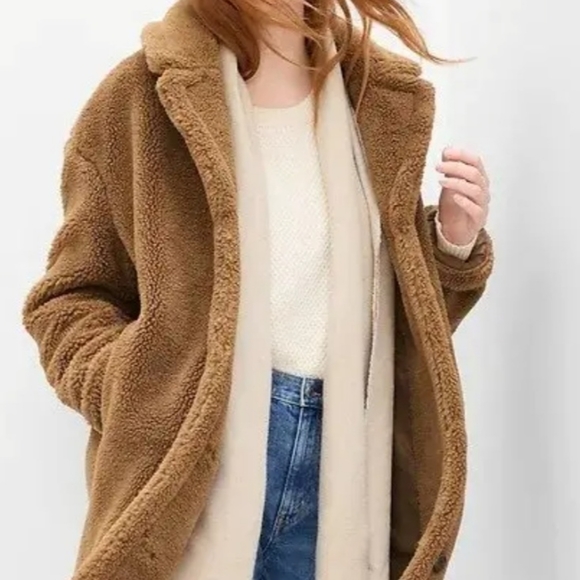 GAP Factory Jackets & Blazers - Gap Long Brown Sherpa Teddy Bear Coat Jacket size M
